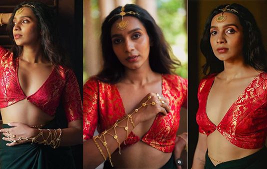 சேலையில் மயக்கும் போஸ்…. நடிகை சஞ்சனா வெளியிட்ட கவர்ச்சி வீடியோ!!