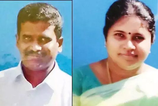 மனைவியை கழுத்தை அறுத்து கொலை செய்து கணவன் தூக்கிட்டு தற்கொலை!!