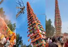 கோயில் திருவிழாவில் சோகம்…150 அடி உயர தேர் சரிந்து கோர விபத்து!!