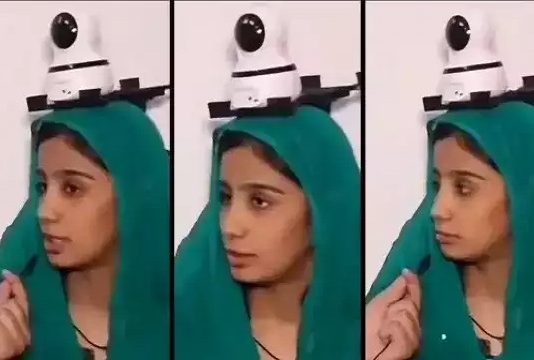 தலையில் சிசிடிவி கேமராவுடன் வலம் வரும் இளம்பெண்.. சுவாரஸ்ய பிண்ணனி!!