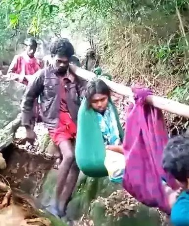 கர்ப்பிணியை 4கிமீ தொட்டில் கட்டி தூக்கி வந்த அவலம்.. கதறும் மலை வாழ் மக்கள்!!