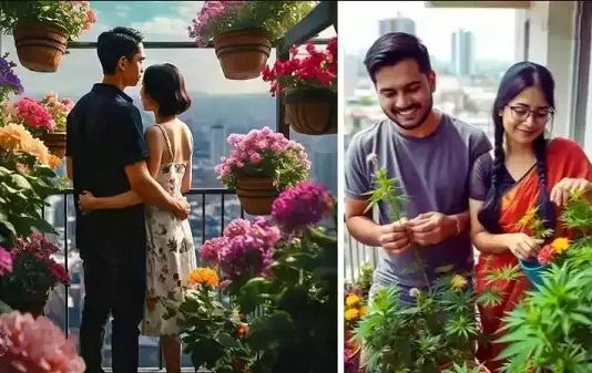 மாடி தோட்டத்தில் கஞ்சா செடி வளர்த்த தம்பதி இன்ஸ்டா ரீல்ஸ் வீடியோவால் சிக்கினர்….!!!